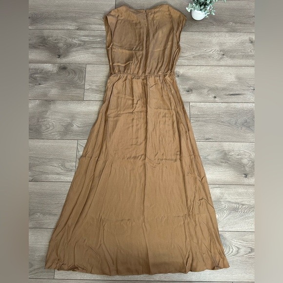 NWT Vince Bronze Twist Front Sleeveless Silk Blend Dress - Picture 6 of 8